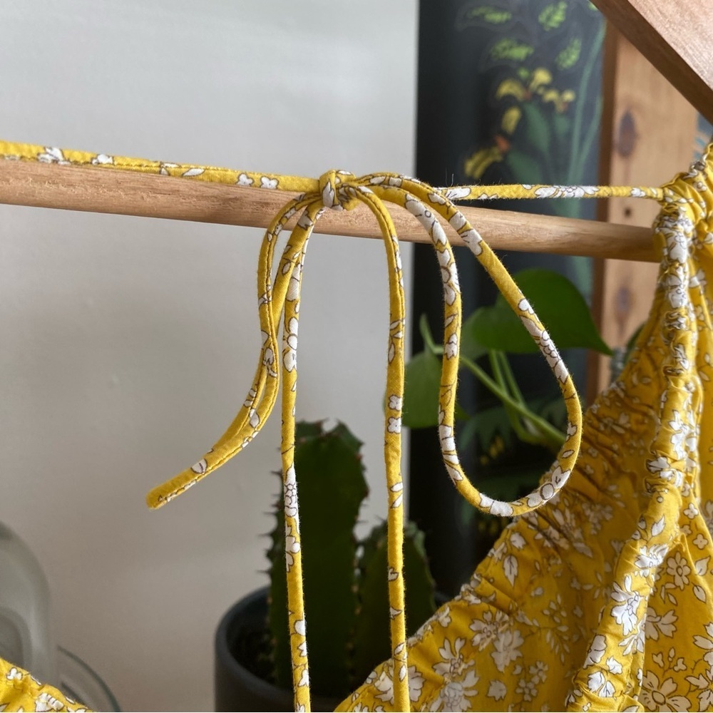 J. Crew Liberty Fabrics Yellow Floral Capel V-Neck Organic Cotton Blouse M - Picture 10 of 14